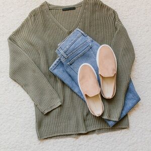 Jenni Kayne Cotton Cabin Sweater - Sage